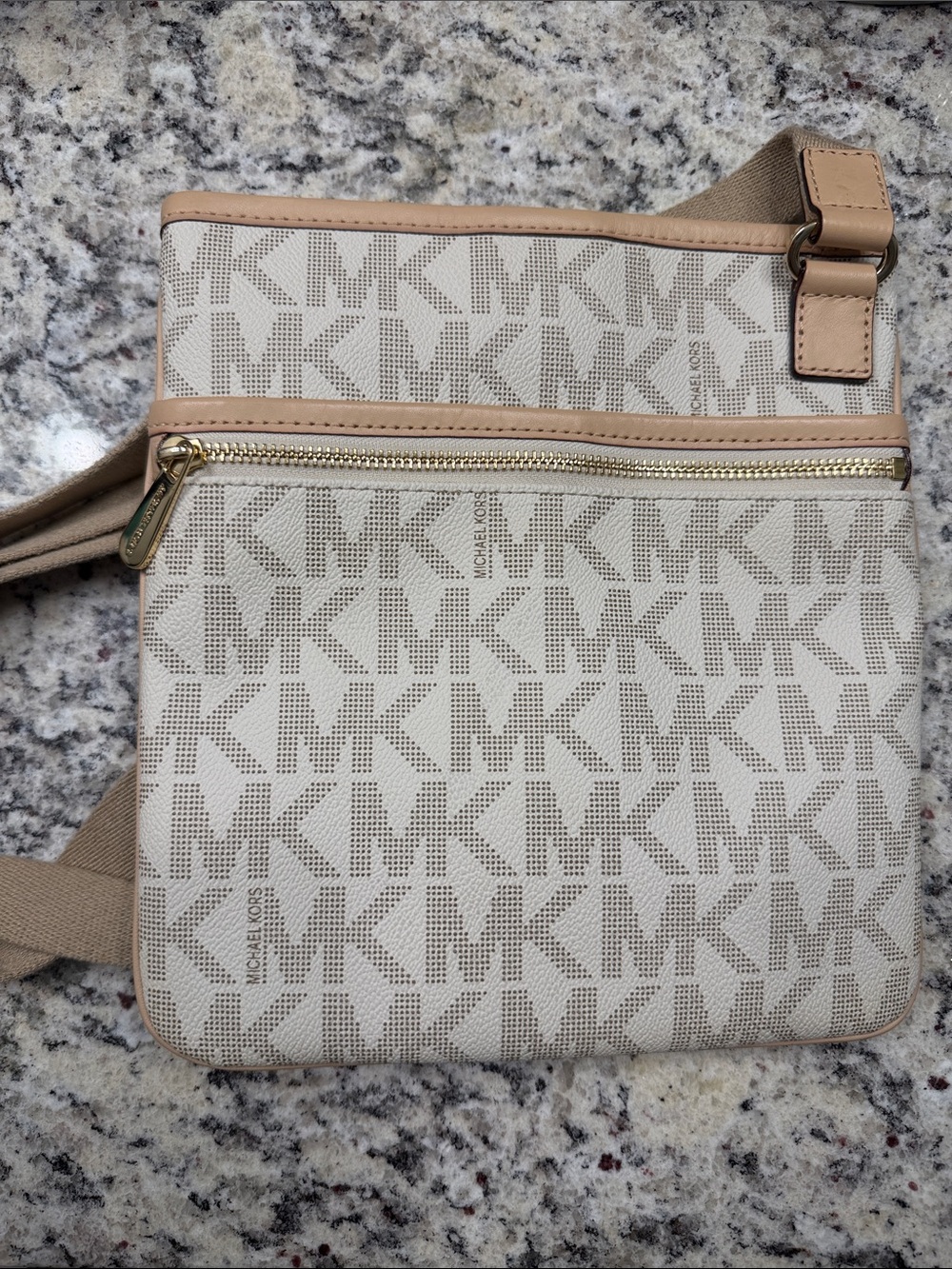 MICHAEL KORS Beige Logo Crossbody Messenger Bag